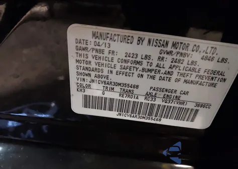 2013 Infiniti G37X z USA, uszkodzony, nr VIN JN1CV6AR3DM355468